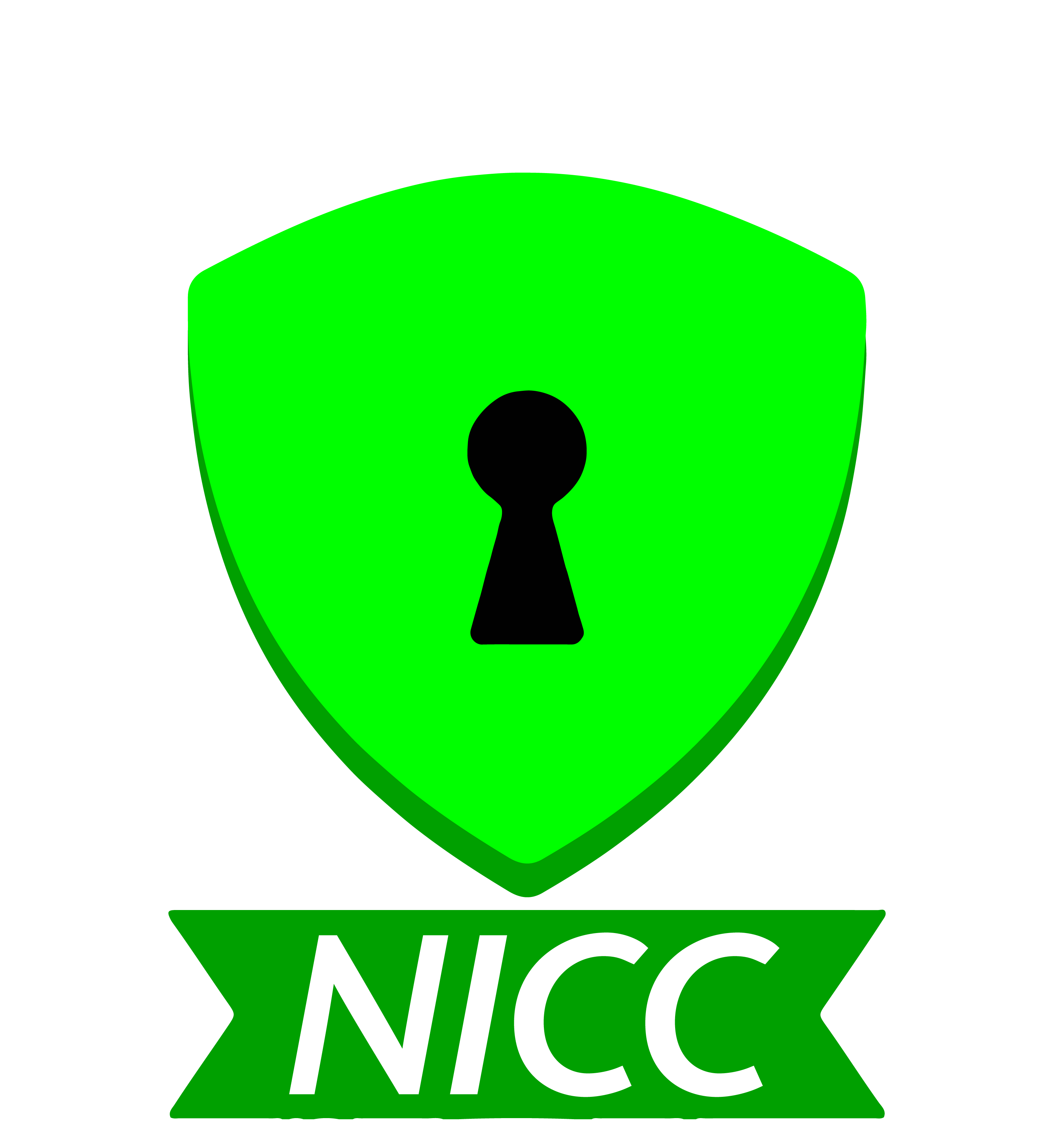 The NICC logo- a shield with bug legs