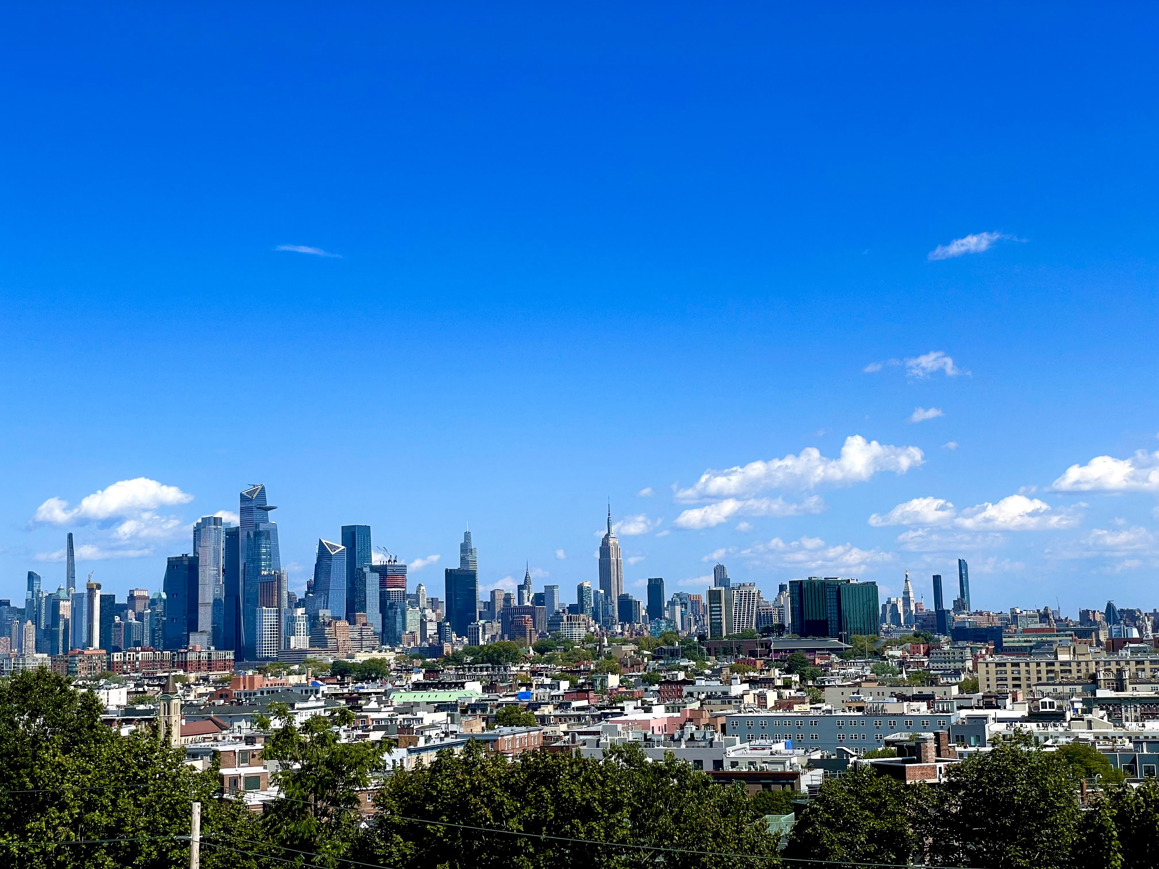 A picture of the New York City skyline from Jersey City, NJ.